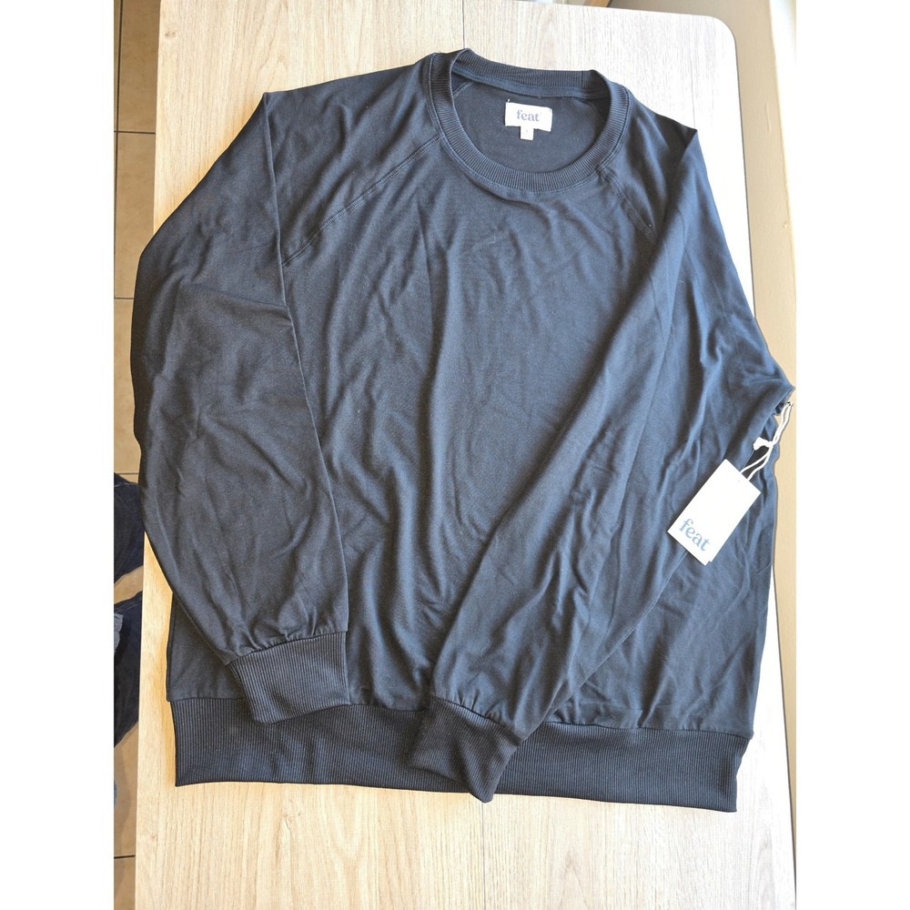 FEAT Women Crewneck Shorts Large Black Athleisure Set NWT minimalist loungewear - Picture 7 of 9